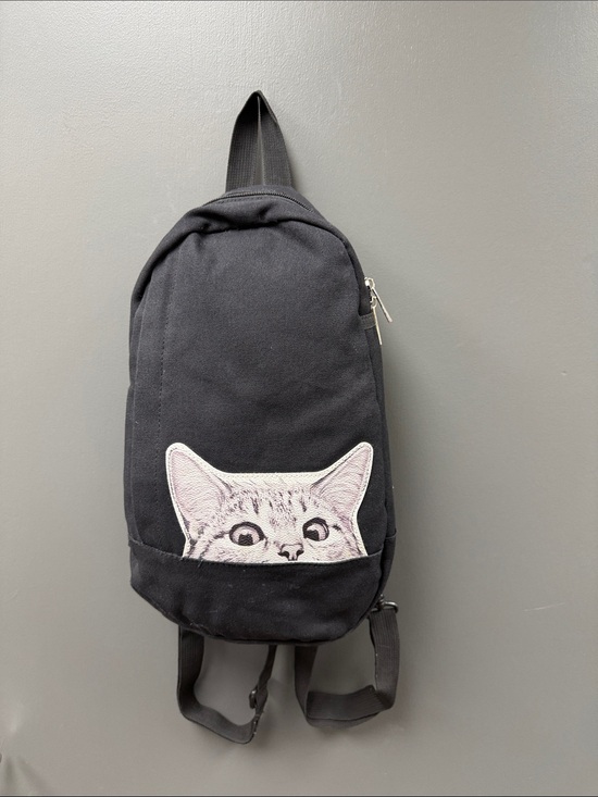 Source Unknown Other - Black Cat Peek-A-Boo Sling Backpack - Cute Cat Design